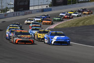 Joe Gibbs Racing's Denny Hamlin (11) and Chase Briscoe (19) lead at Gateway. Source: Imagn